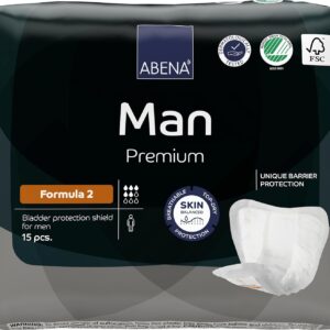 Abena Man Formula 2 Incontinence Pads for Men, Eco-Labelled Mens Incontinence Pads, Extra Protection, Breathable & Comfortable with Fast Absorption, Discreet - 700ml Absorbency,...