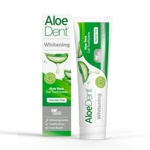 Aloe Dent Whitening Aloe Vera Toothpaste Fluoride Free, Natural Action, Vegan, Cruelty Free , SLS Free, Naturally White, Healthy Gums , 100 ml, packaging may vary