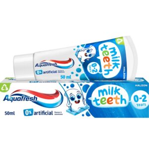 Aquafresh Milk Teeth Baby Toothpaste 0-2 years, Toddler Toothpaste for Infants, Gentle care for Milk Teeth, 50ml