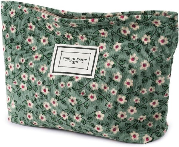 Aucuu Cosmetic Bags for Women, Small Floral Canvas Cosmetic Bag, Rose Flower Printing Corduroy Toiletry Bag, Multifunctional Travel Makeup Bag with Metal Zipper for Women Girls...