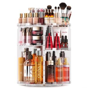Auxmir Makeup Organsier, 9 Adjustable Layers Cosmetic Organiser with 360 Degree Rotating, Large Capacity Revolving Makeup Storage on Stand Spinning in Vanity Table, Bedroom,...