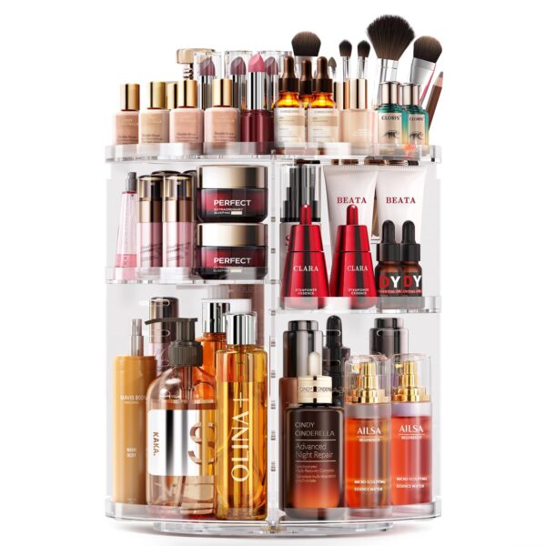 Auxmir Makeup Organsier, 9 Adjustable Layers Cosmetic Organiser with 360 Degree Rotating, Large Capacity Revolving Makeup Storage on Stand Spinning in Vanity Table, Bedroom,...