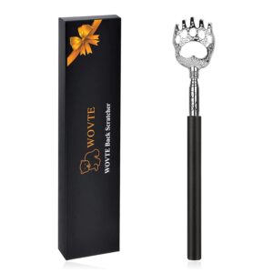 Back Scratcher, WOVTE Bear Claw Telescopic Back Scratcher Portable Extendable Stainless Steel Back Massager for Adults Stocking Fillers for Men Women Gifts for Men Dad Husband