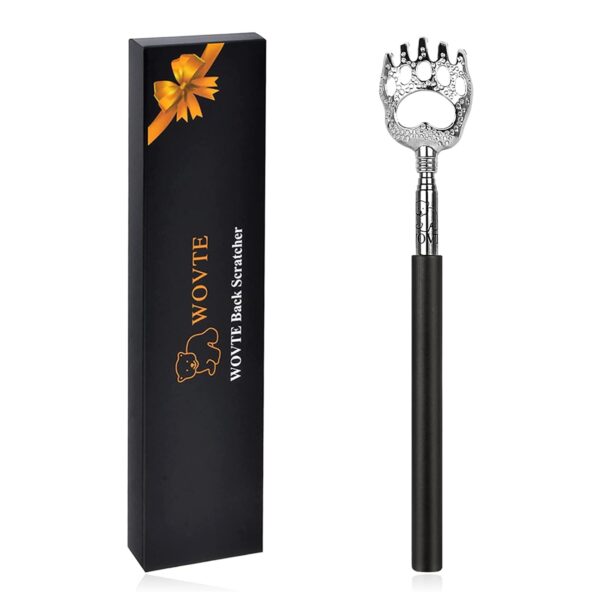 Back Scratcher, WOVTE Bear Claw Telescopic Back Scratcher Portable Extendable Stainless Steel Back Massager for Adults Stocking Fillers for Men Women Gifts for Men Dad Husband