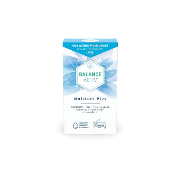 Balance Activ Menopause Moisture Pessaries, Vaginal Moisturiser, Fast, Long-Lasting Relief from Vaginal Dryness and Discomfort, Vaginal Dryness Treatment for Women, 10 Easy to...