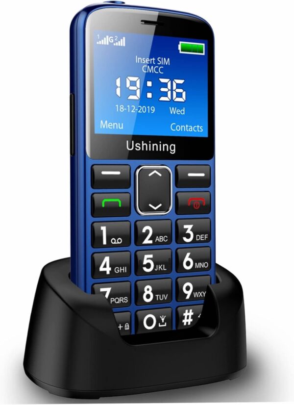 Big Button Mobile Phone for Elderly Easy to Use Basic Cell Phone Dual Sim Free Unlocked Senior Mobile Phone with SOS Emergency Button, Charging Dock, Hearing Aid Compatible (blue)