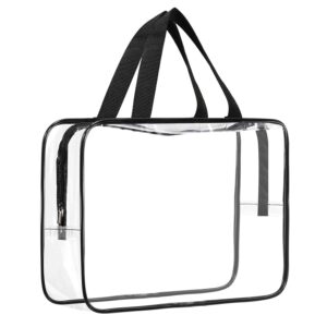 Clear Wash Bag for Toiletries, Large Clear Travel Toiletries Bag Thickened PVC Waterproof Makeup Bags with Handles Travel Wash Bag with Zippers for Women Girls Men