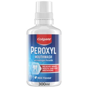 Colgate Peroxyl Antiseptic Mint Flavour 300ml Mouthwash, Relieves Minor Mouth and Gum Irritations, (Pack of 1)