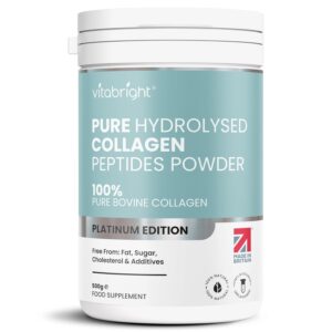 Collagen Powder for Women & Men 500g, 50 Servings Highly Bioavailable Hydrolyzed Collagen, Pure Collagen Peptides Powder High Strength Collagen Supplements for Women. VitaBright...