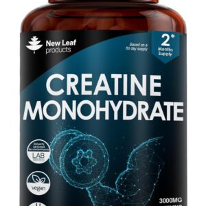 Creatine Monohydrate Capsules 3000mg - 180 Creatine Capsules - Exercise Workout Gym Supplement for Men & Women - Creatine Monohydrate Powder (Not Tablets) (3 per Serving) Vegan...