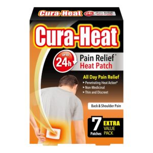 Cura-Heat Back and Shoulder Pain Heat Patch | 7 Patches | Targeted Pain Relief | Pain Relief up to 24h | Penetrating Heat Action