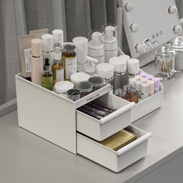 DancesCat Makeup Organizer Storage Drawers, Large Capacity Cosmetic Organisers for Lipsticks, Jewelry, Nail Care, Skincare Organiser for Vanity, Ideal Desk Organizer for Dresser...