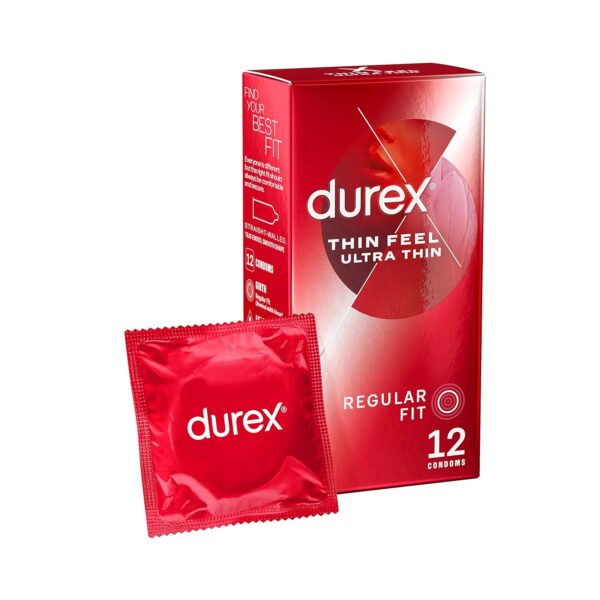 Durex Ultra Thin Condoms 12 Pack - Enhanced Sensitivity, Natural Sensation, Premium Latex, Comfortable Fit, Safe Protection, Intimate Experience, Discreet Packaging, Trusted...