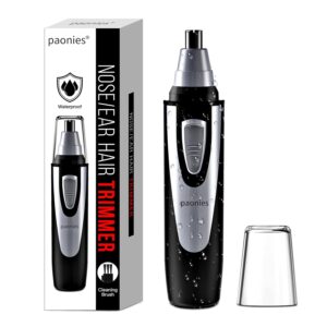Ear and Nose Hair Trimmer Clipper, 2025 Professional Painless Eyebrow & Facial Hair Trimmer for Men Women, Battery-Operated Trimmer with IPX7 Waterproof, Dual Edge Blades for...