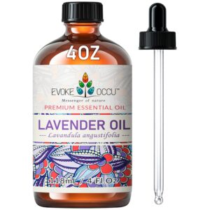 EVOKE OCCU Lavender Essential Oil 118ml, Pure Lavender Oil for Diffuser Skin Candle Soap Making- 4 FL Oz