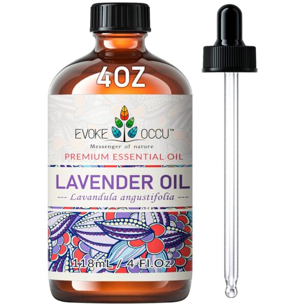 EVOKE OCCU Lavender Essential Oil 118ml, Pure Lavender Oil for Diffuser Skin Candle Soap Making- 4 FL Oz