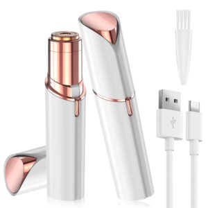 Facial Hair Remover for Women, Face Hair Trimmer, Rechargeable Women's Facial Shaver, Painless Lady Shavers for Women for Face Hair, Upper Lips, Peach Fuzz, Bikini Body-White
