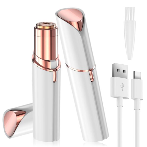 Facial Hair Remover for Women, Face Hair Trimmer, Rechargeable Women's Facial Shaver, Painless Lady Shavers for Women for Face Hair, Upper Lips, Peach Fuzz, Bikini Body-White