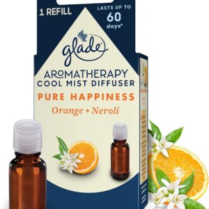 Glade Aromatherapy Essential Oil Diffuser Refill, Cool Mist Aromatherapy Diffuser & Air Freshener for Home, Pure Happiness with Orange & Neroli Scent, 17.4ml