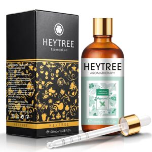 HEYTREE Peppermint Essential Oil 100ml - Pure Natural Essential Oils Strong,Fresh Minty Scent Increases Clarity - Perfect for Aromatherapy,Diffuser, Clear Breathing-Strong...