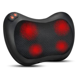 iKristin Back Neck Massager,Shiatsu Massage Pillow with Heat, Deep Tissue Kneading Massagers for Shoulder, Legs, Electric Back Massager for Home & Car