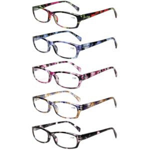 Kerecsen 5-Pack Reading Glasses Women Spring Hinge Pattern Design Glasses for Reading