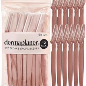 Kitsch Dermaplaning Blades for Face - Face Razors for Women | Eyebrow Razor & Facial Hair Remover | Exfoliates Facial Skin, Eyebrow Shaper | Dermaplaning Tool, 12pc (Terracotta)