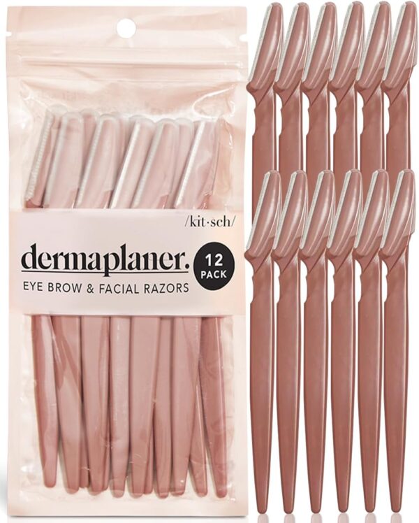 Kitsch Dermaplaning Blades for Face - Face Razors for Women | Eyebrow Razor & Facial Hair Remover | Exfoliates Facial Skin, Eyebrow Shaper | Dermaplaning Tool, 12pc (Terracotta)