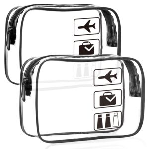KOOSREEL Clear Travel Toiletries Bag, 2 Pack TSA Approved Toiletry Bag with Zippers Travel Essentials PVC Waterproof Cosmetic Clear Makeup Bag for Women and Men