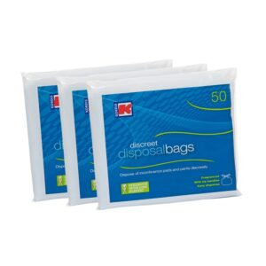 Kordis Large Adult Incontinence Disposal Bags - 3 x 50 Bags. Fragranced Nappy Sacks With Tie Handles - Disposable & Discreet. Hygienic Waste Disposal Of Incontinence Pads. 150...
