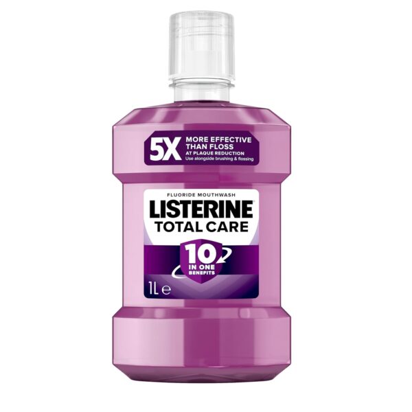 Listerine Total Care Antibacterial Mouthwash (1000ml), Caring and Cleansing Mouthwash with 10-in-1 Benefits, Clean Mint-Flavoured Mouthwash to Freshen Breath