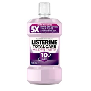 Listerine Total Care Milder Taste (Zero Alcohol) Antibacterial Mouthwash (500ml), Caring and Cleansing Mouthwash to Freshen Breath with 10-in-1 Benefits