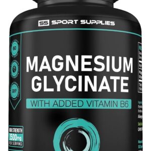 Magnesium Glycinate Supplements 1500mg & Vitamin B6-120 High Strength Capsules - 1500mg of Magnesium Providing 315mg Elemental Magnesium (Bisglycinate) - Pure Active Ingredient