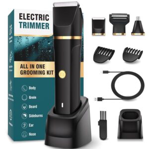 Manscape Body Trimmer Men 3 in 1,Pubic & Ball Trimmer Man IPX7 Waterproof,Rechargeable Body Shavers for Men with 2 Combs,Painless Nose Hairs Trimmer for Man,Wet & Dry