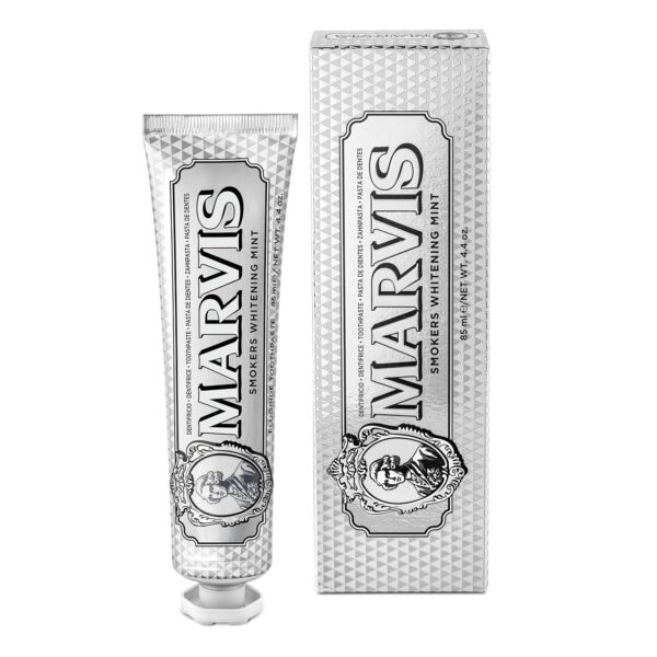 Marvis Smokers Whitening Toothpaste, Mint, 85ml, Promotes the Natural Whitening of the Teeth, Plaque Removal Toothpaste, Long-Lasting Freshness