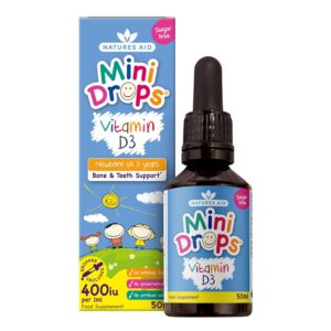 Natures Aid Mini Drops Vitamin D3 50ml for Infants & Kids - Bone, Teeth, Health & Immune System Support - Sugar Free, Vegan, Gluten-Free, Non-GMO - Growth Support for Children...