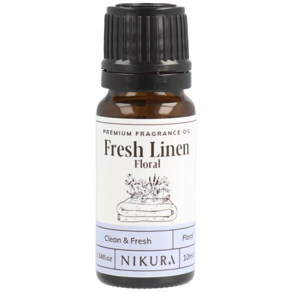 Nikura - Fresh Linen (Floral) Fragrance Oil - 10ml | Perfect for Diffuser for Home, Soap Making, Candle Making, Wax Melts | Bath Bombs, Pot Pourri Refresher Oil, Perfume Scents,...