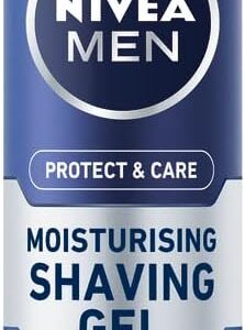 NIVEA Men Protect & Care - Moisturising Men Shaving Gel - Beard Care - Enriched with Aloe Vera & Pro-Vitamin B5 - Smooth Glide & Close Shave - for Dry Skin - 200 ml