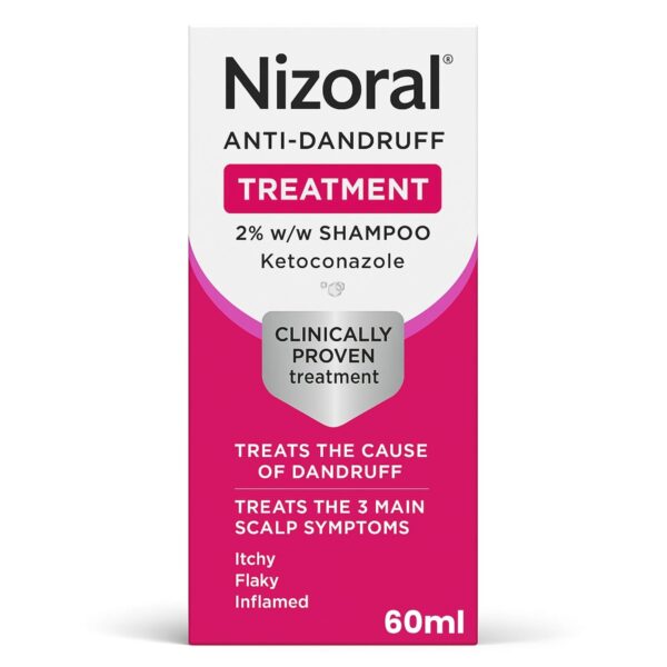 Nizoral Anti-Dandruff Treatment Shampoo, Treats and Prevents Dandruff, Clinically Proven to Control Itchy & Flaky Scalps, Contains Ketoconazole, 1 x 60ml