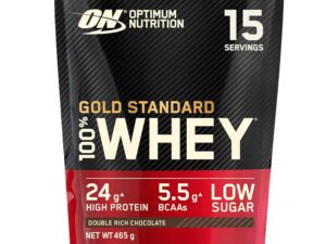 Optimum Nutrition Gold Standard 100% Whey Muscle Building and Recovery Protein Powder With Naturally Occurring Glutamine and BCAA Amino Acids, Double Rich Chocolate Flavour, 15...