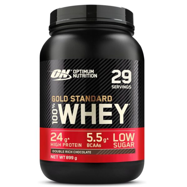 Optimum Nutrition Gold Standard Whey Protein, Muscle Building Powder with Naturally Occurring Glutamine and Amino Acids, Double Rich Chocolate, 29 Servings, 899 g, Packaging May...