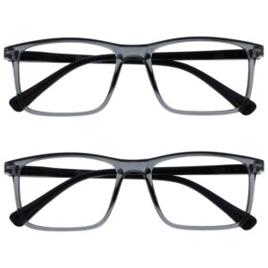 OPULIZE Ink Reading Glasses 2 Pack Large Rectangular Spring Hinges Scratch Resistant Mens Womens RR4