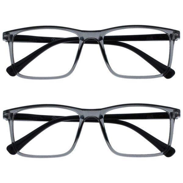 OPULIZE Ink Reading Glasses 2 Pack Large Rectangular Spring Hinges Scratch Resistant Mens Womens RR4