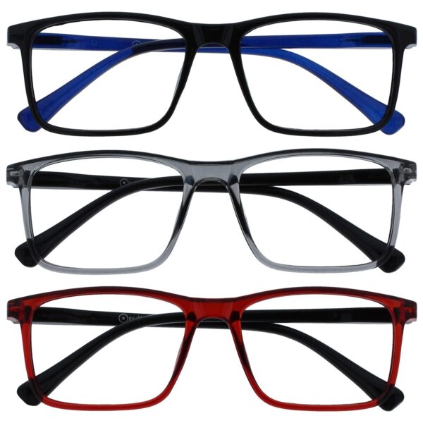 OPULIZE Ink Reading Glasses Large Rectangular Frame Transparent Spring Hinges Scratch Resistant Mens Womens RRR4 RRRR4