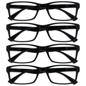 OPULIZE PEP Black Reading Glasses Value 4 Pack Designer Style Mens Womens RRRR92