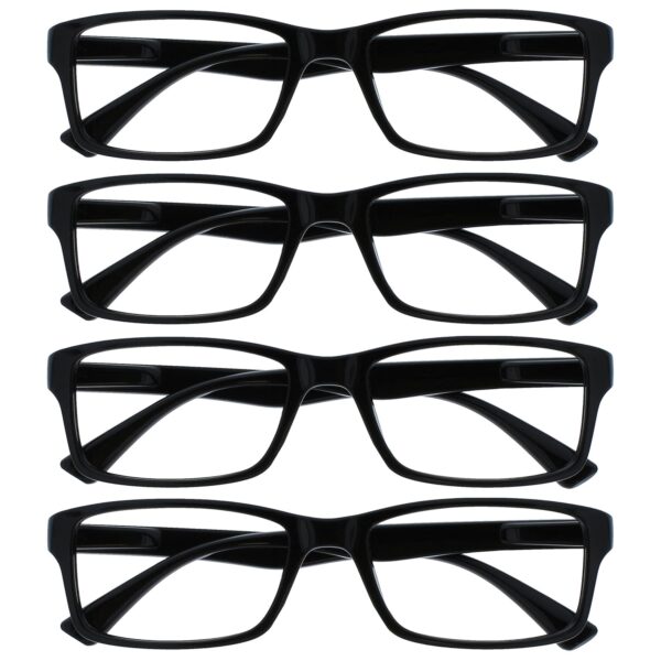 OPULIZE PEP Black Reading Glasses Value 4 Pack Designer Style Mens Womens RRRR92