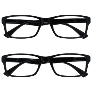 OPULIZE PEP Reading Glasses - Value 2 Packs - All day Readers - Advanced Comfort Classic Rectangular Frame with Spring Hinges & Scratch Resistant Lenses - Mens Womens UVR