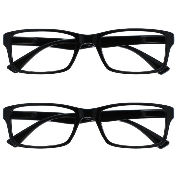 OPULIZE PEP Reading Glasses - Value 2 Packs - All day Readers - Advanced Comfort Classic Rectangular Frame with Spring Hinges & Scratch Resistant Lenses - Mens Womens UVR