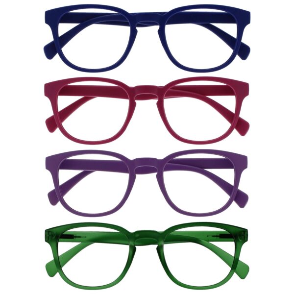 OPULIZE Pop Reading Glasses 3 4 5 Pack Fun Round Matt Frame Spring Hinges Scratch Resistant Mens Womens RRR2 RRRR2 RRRRR2