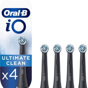 Oral-B iO Ultimate Clean Electric Toothbrush Head, Oral B Electric Toothbrush Heads, Twisted & Angled Bristles for Deeper Plaque Removal, Pack of 4 Toothbrush Heads, Oral B Io...